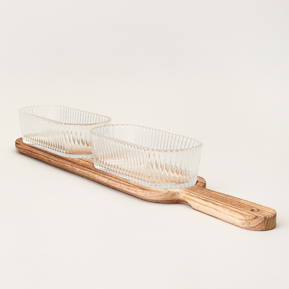 Менажница 2-х секционная на деревянной подставке400 мл Lefard (172-168)