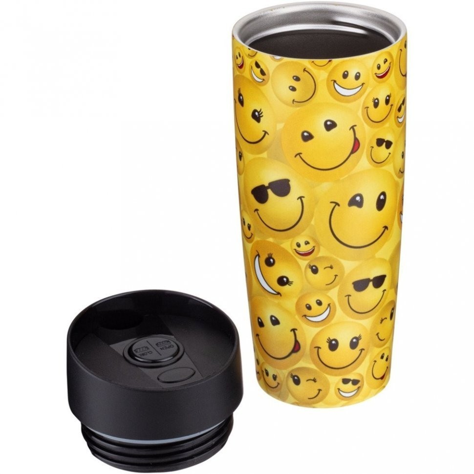 Термокружка agness  с кнопкой-стоппером серия "smile", 380мл колба нерж.сталь (709-068)