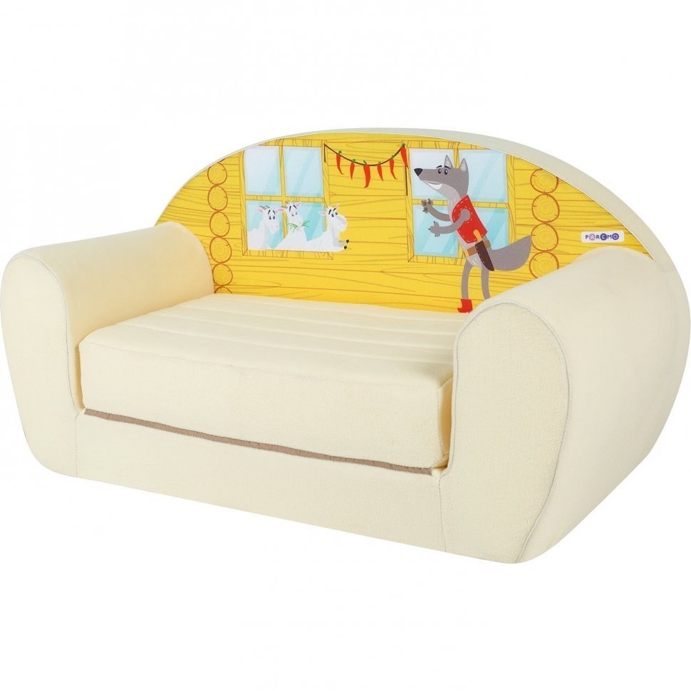 Раскладной бескаркасный (мягкий) детский диван серии "Сказки", Волк и 7 козлят (PCR320-129)