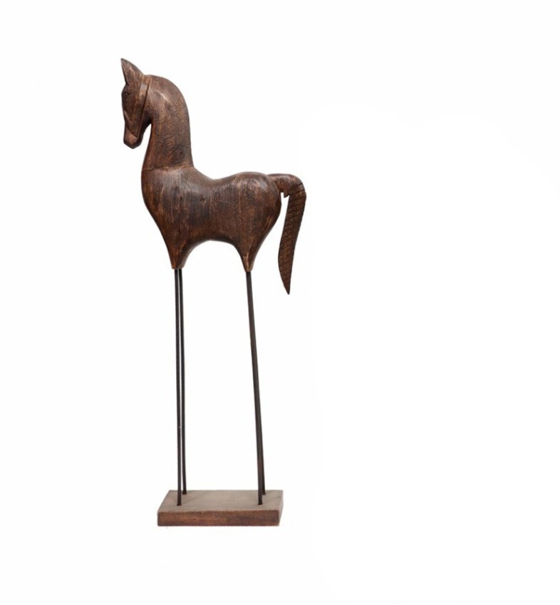 Декор лошадь HD703, манго/металл, Black, ROOMERS FURNITURE