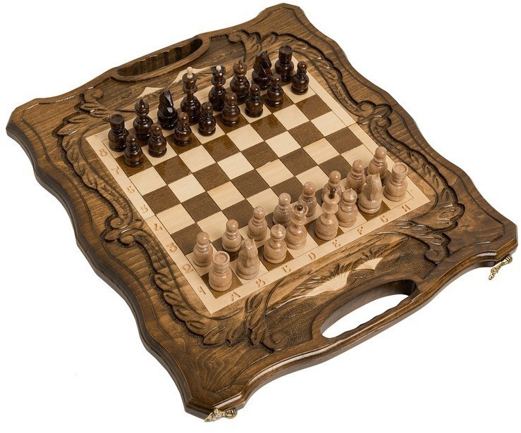 Шахматы + нарды резные c Араратом 40 с ручкой, Haleyan (28854)