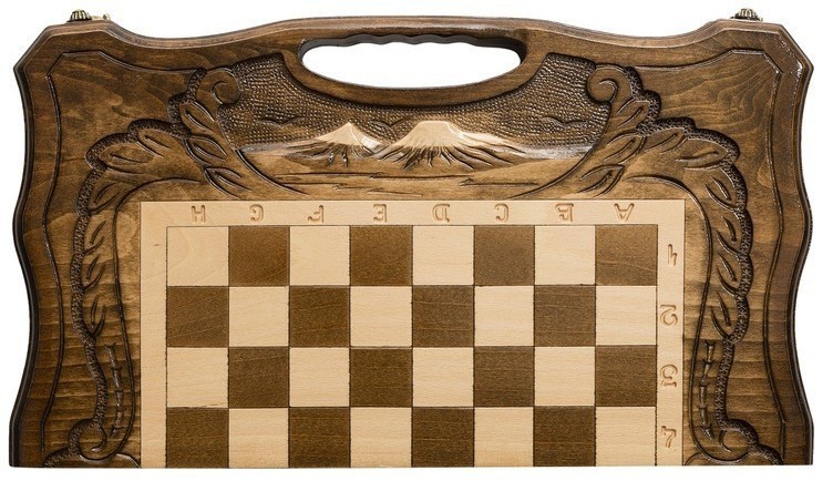 Шахматы + нарды резные c Араратом 40 с ручкой, Haleyan (28854)