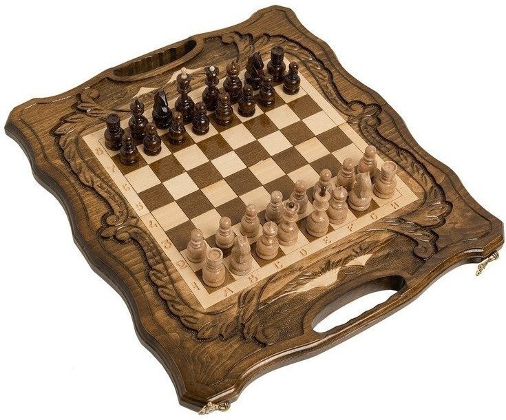 Шахматы + нарды резные c Араратом 40 с ручкой, Haleyan (28854)