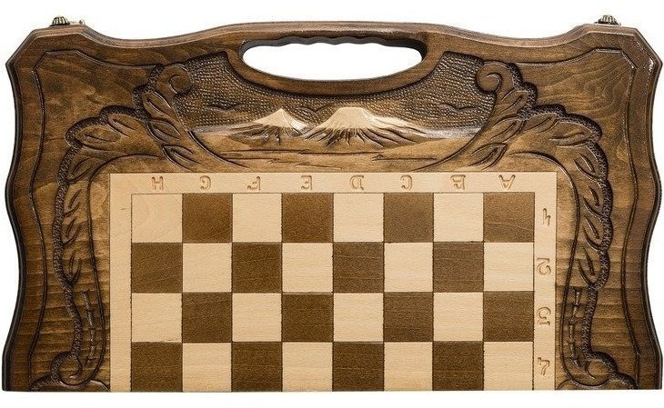 Шахматы + нарды резные c Араратом 40 с ручкой, Haleyan (28854)