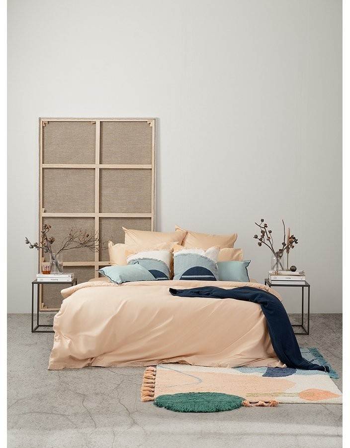 Ковер из хлопка с геометрическим принтом, бахромой и кисточками из коллекции ethnic, 120х180 см (69434)