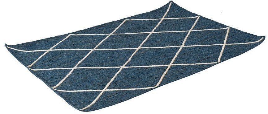 Ковер из джута темно-синего цвета с геометрическим рисунком из коллекции ethnic, 120x180 см (73335)
