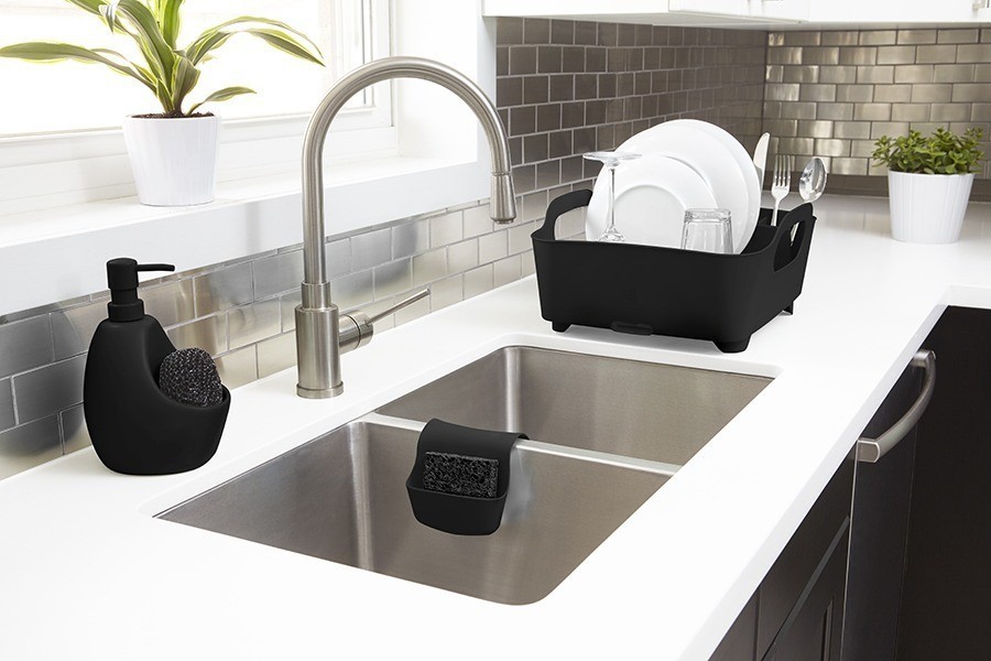 Диспенсер для мыла с подставкой для губки joey, 590 мл, черный (41763)