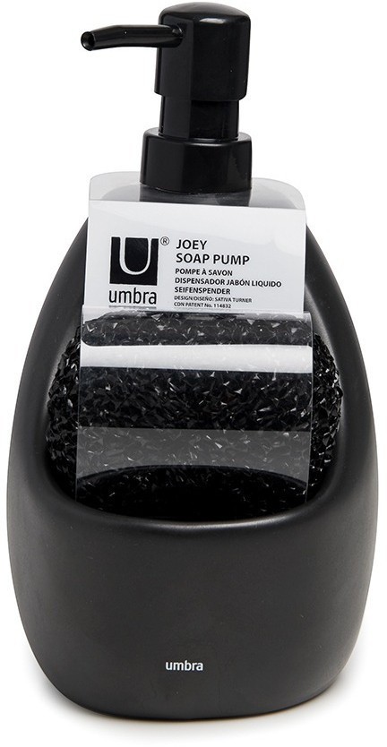 Диспенсер для мыла с подставкой для губки joey, 590 мл, черный (41763)