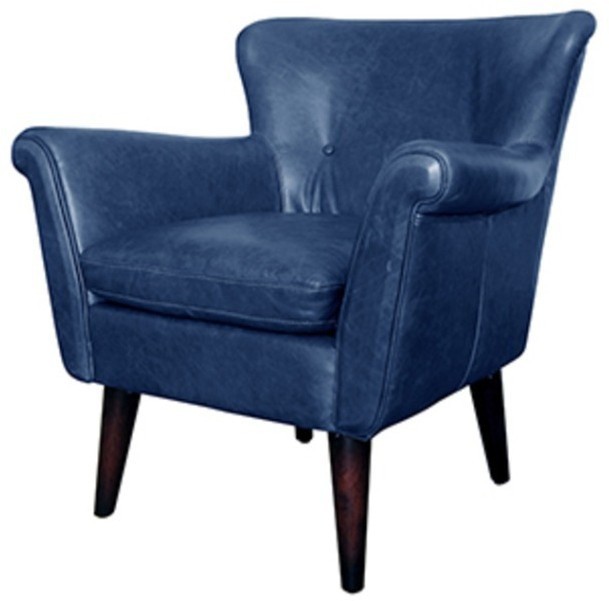 Кресло S0117-1D/blue#B126, обивка кожа, ножки дерево, ROOMERS FURNITURE