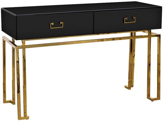 Консоль черная 2 ящика  120*42*77см (TT-00003623)