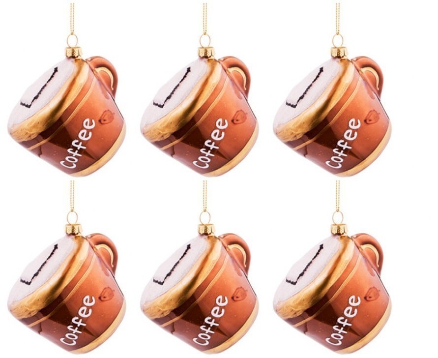 Набор из 6-ти декоративных изделий "кофейная чашечка" 8*6,9*7 см цвет: коричневый с золотом (кор=12н Lefard (864-110)