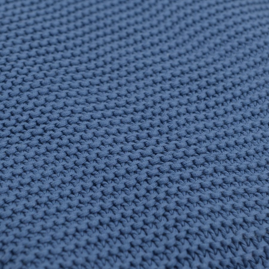 Плед из хлопка жемчужной вязки пыльно-голубого цвета из коллекции essential, 130х180 см (69740)