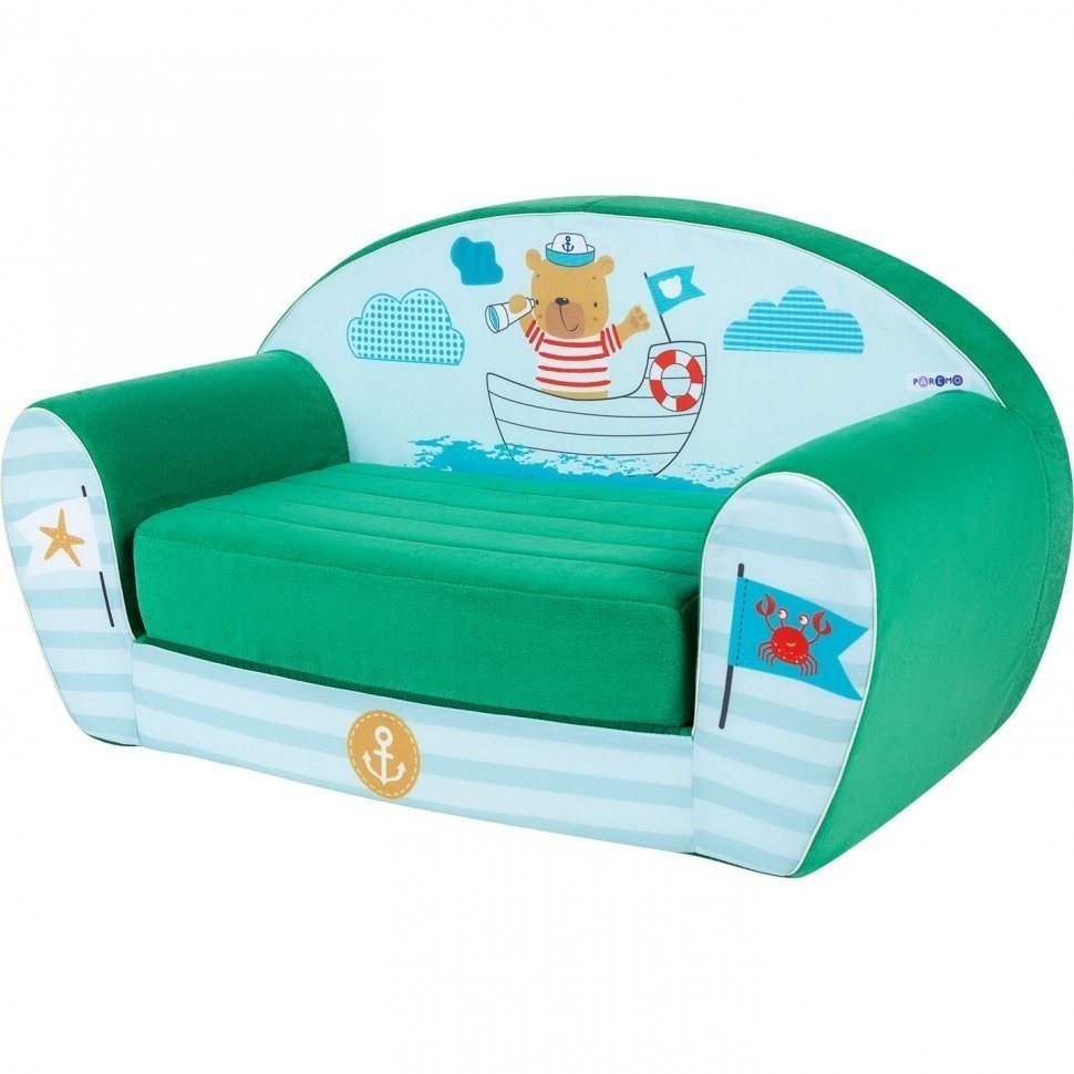 Раскладной бескаркасный (мягкий) детский диван серии "Экшен", Мореплаватель, цвет Неон (PCR320-136)