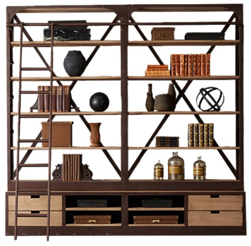 Стеллаж Дач VT10967-01, массив дуба, dark oak, RESTORATION HARDWARE