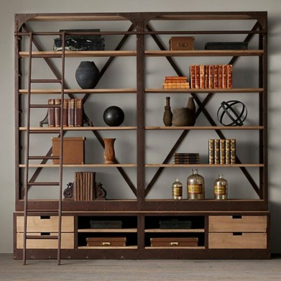 Стеллаж Дач VT10967-01, массив дуба, dark oak, RESTORATION HARDWARE