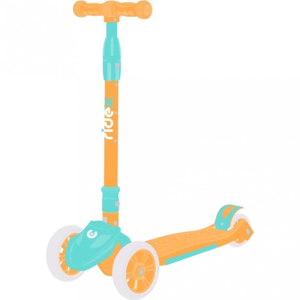 Самокат 3-колесный Bunny, 135/90 мм, голубой/оранжевый (861117)