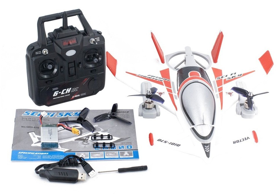 Радиоуправляемый самолет дрон SCI Fi Sky VTOL 3D6G 8ch (QIDI-570-RED)