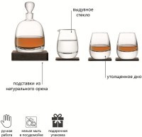 Набор для виски с деревянными подставками islay whisky, 4 пред. (59293)