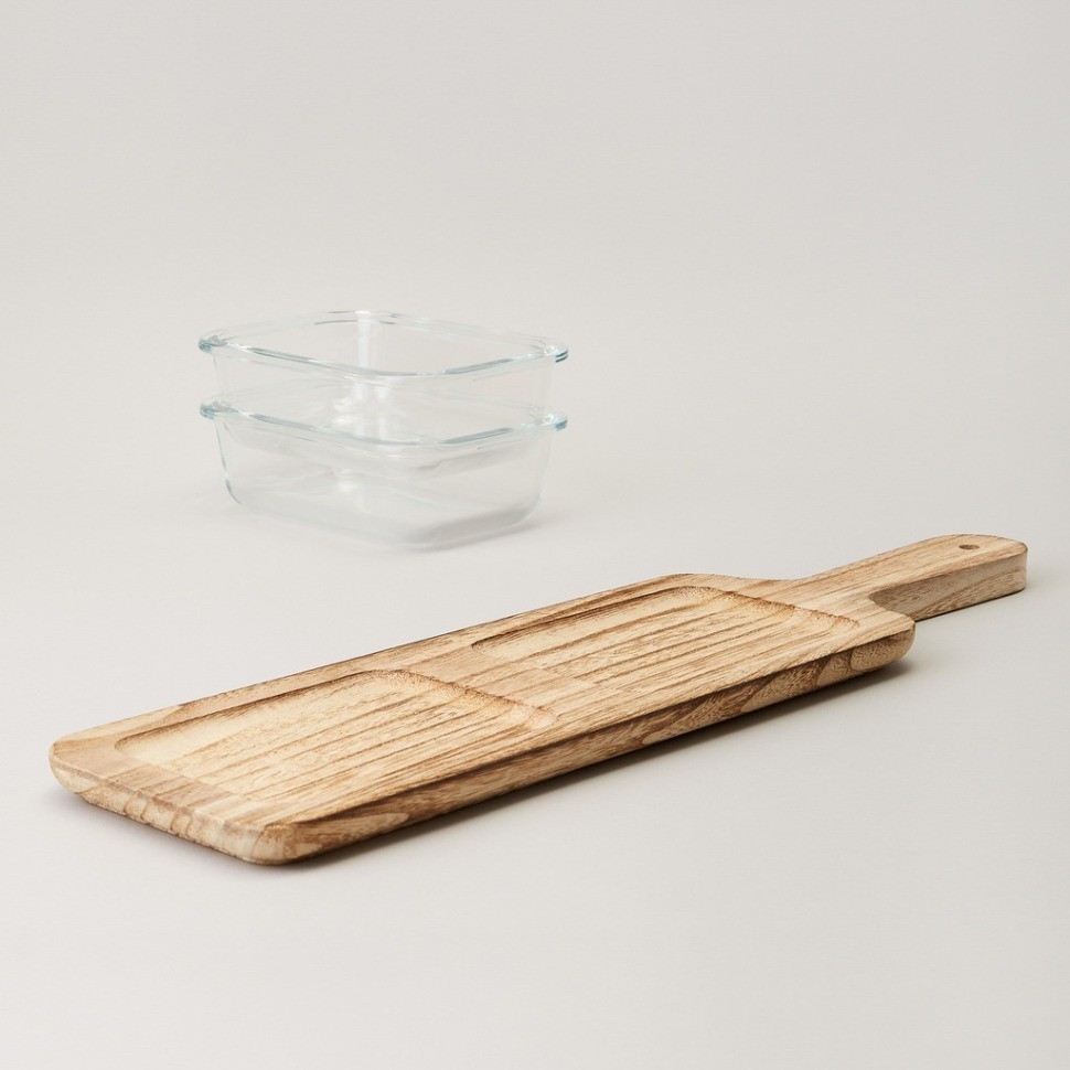 Менажница 2-х секционная на деревянной подставке 370 мл Lefard (172-167)