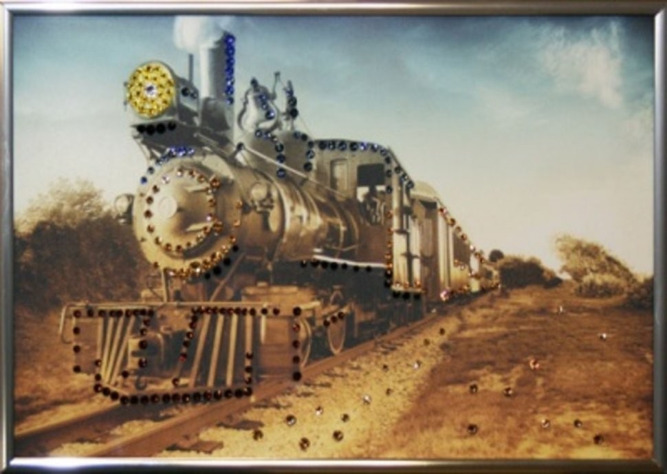 Картина Паровоз на горизонте с кристаллами Swarovski (1598)