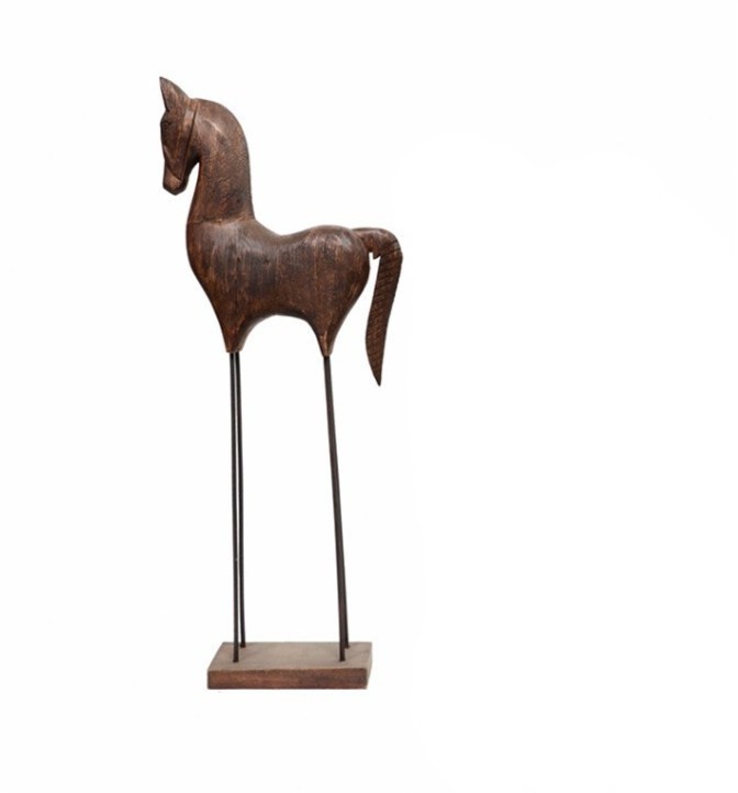 Декор лошадь HD702, манго/металл, Black, ROOMERS FURNITURE