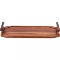 Блюдо для сервировки с деревянными ручками на подставке коллекция &quot;золотой мрамор&quot; 32,5*12,5*5,5 см Lefard (412-174)