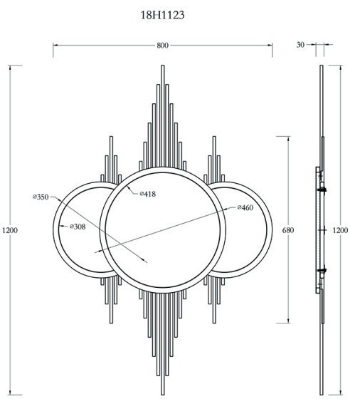 Зеркало декоративн. с метал. декором золото 80*120см (TT-00003627)