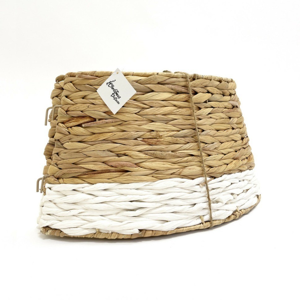 Корзина для елки разборная джутовая коричневая с белой полосой 26*58 см (87522)