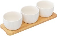 Набор из 3 чаш на деревянной подставке soft ripples, dual glazing, 200 мл (75880)