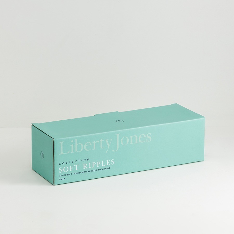 Набор из 3 чаш на деревянной подставке soft ripples, dual glazing, 200 мл (75880)