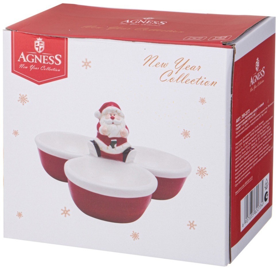 Менажница agness “с новым годом!" 21,2*19,7*12,3 см (358-2273)