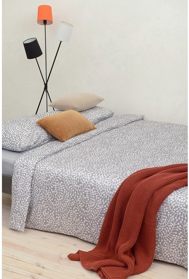 Комплект постельного белья серого цвета с принтом Спелая смородина из коллекции scandinavian touch, 150х200 см (73684)