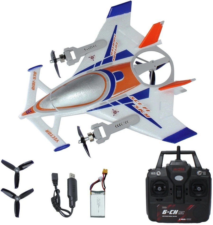 Радиоуправляемый самолет дрон SCI Fi Sky VTOL 3D6G 8ch (QIDI-570-BLUE)