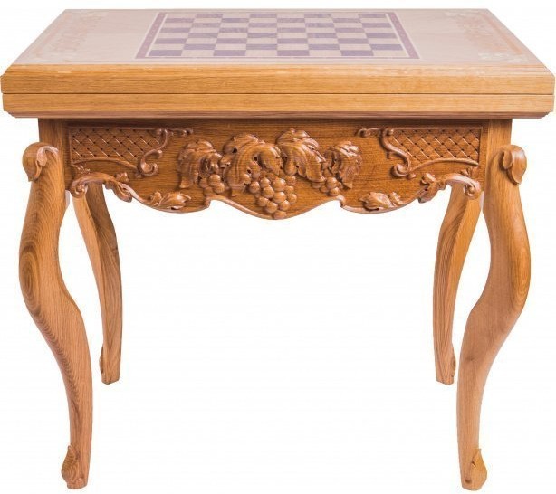 Стол резной "Сезам" (шахматы+нарды), дуб, без фигур (28514)