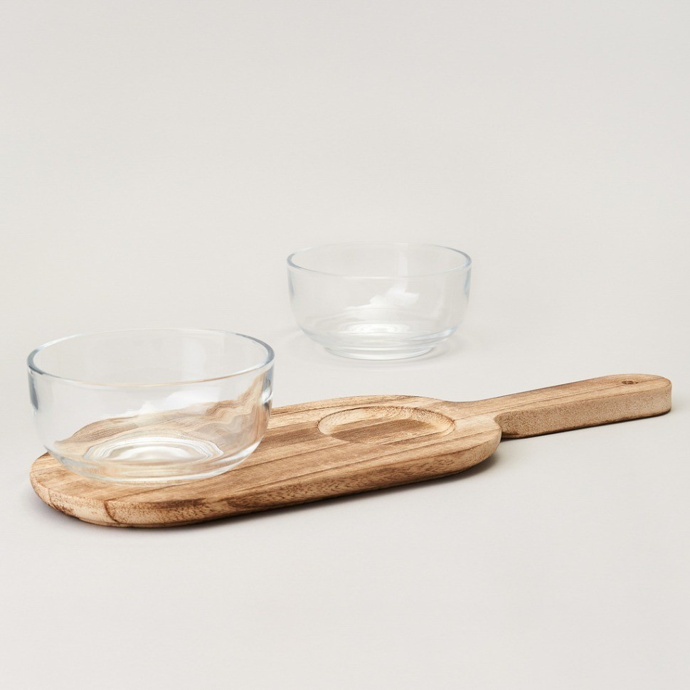 Менажница 2-х секционная на деревянной подставке 350 мл Lefard (172-166)