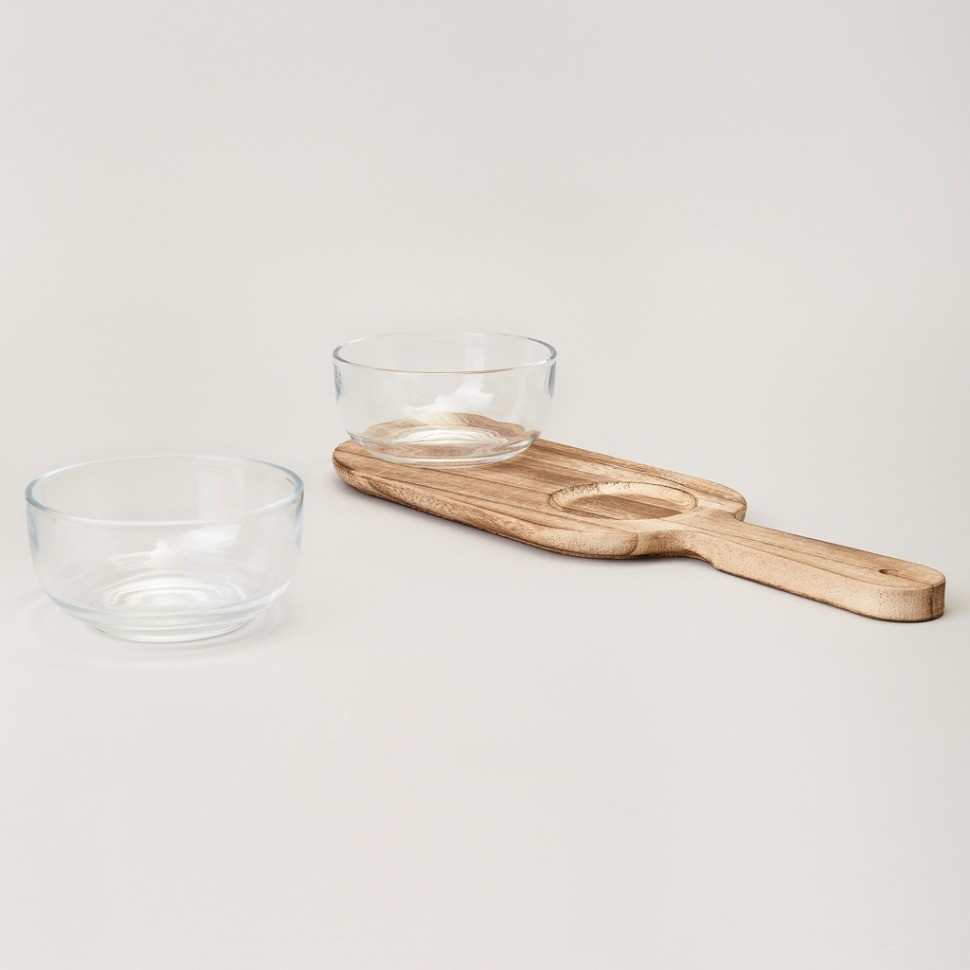 Менажница 2-х секционная на деревянной подставке 350 мл Lefard (172-166)