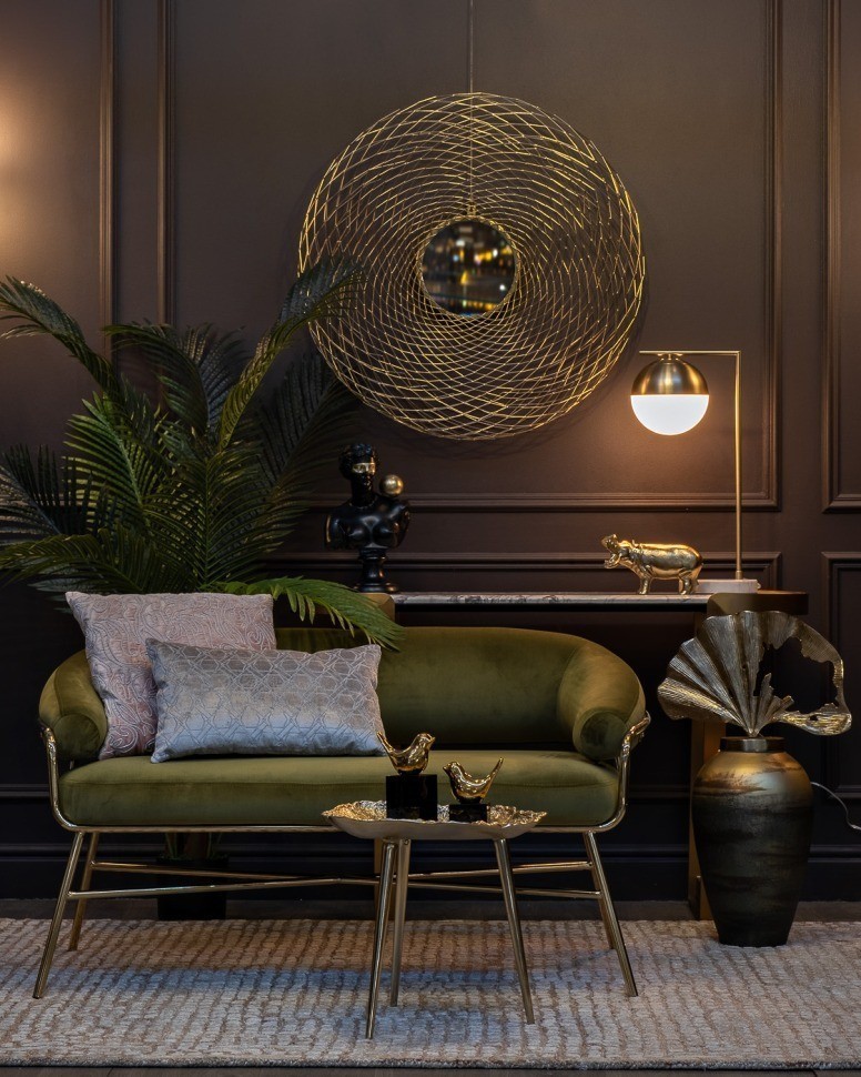 Диван двухм.Vis-a-vis велюр оливков.121*64*70см (TT-00005956)