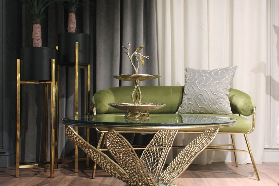 Диван двухм.Vis-a-vis велюр оливков.121*64*70см (TT-00005956)