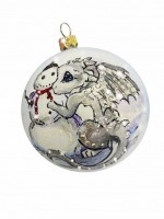 Новогодний шар Дракоша со снеговиком с кристаллами Swarovski (3004)