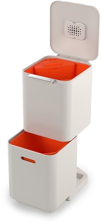 Контейнер для мусора с двумя баками totem compact, 40 л, белый (66670)