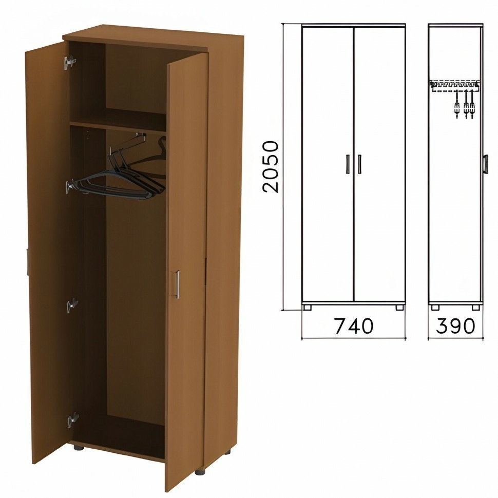 Шкаф для одежды Монолит 740х390х2050 мм цвет орех гварнери ШМ49.3 640178 (91341)