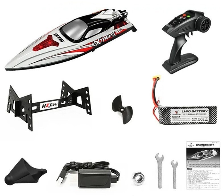 Радиоуправляемый катер Grey Extreme (48 см, 55 км/ч, Brushless) (HJ816PRO-GREY-BAG)