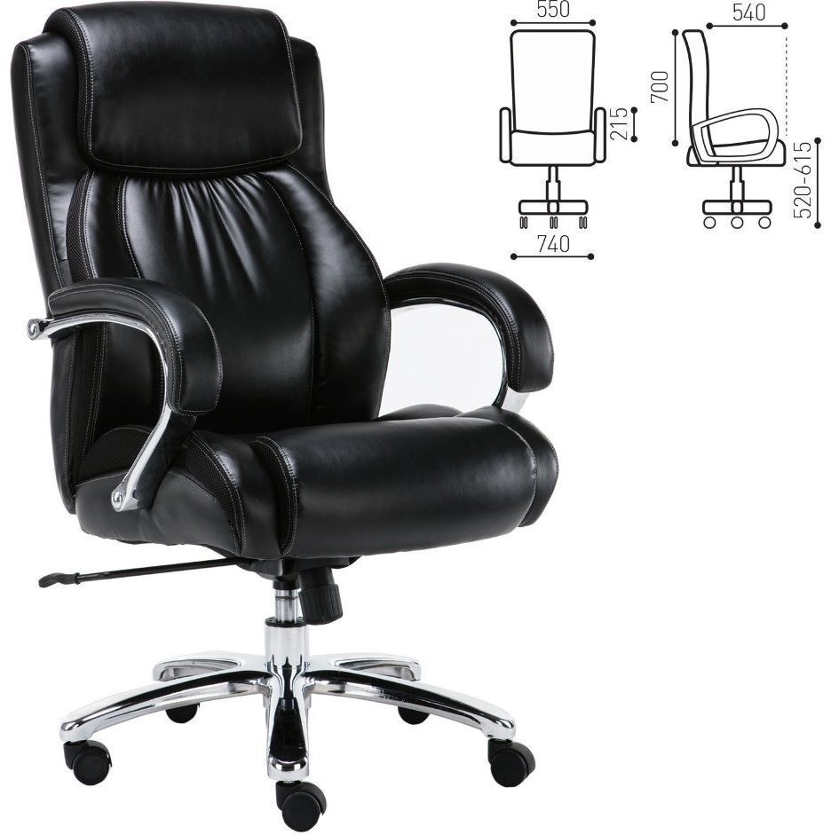 Кресло руководителя Brabix Premium Status HD-003 до 250 кг кожа черное 531821 (71821)