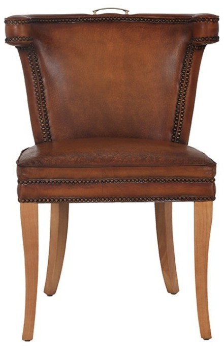Стул DC0256A-1D/B102#, кожа, дерево, Wisconsin brown, ROOMERS FURNITURE
