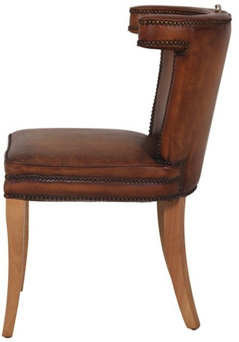 Стул DC0256A-1D/B102#, кожа, дерево, Wisconsin brown, ROOMERS FURNITURE