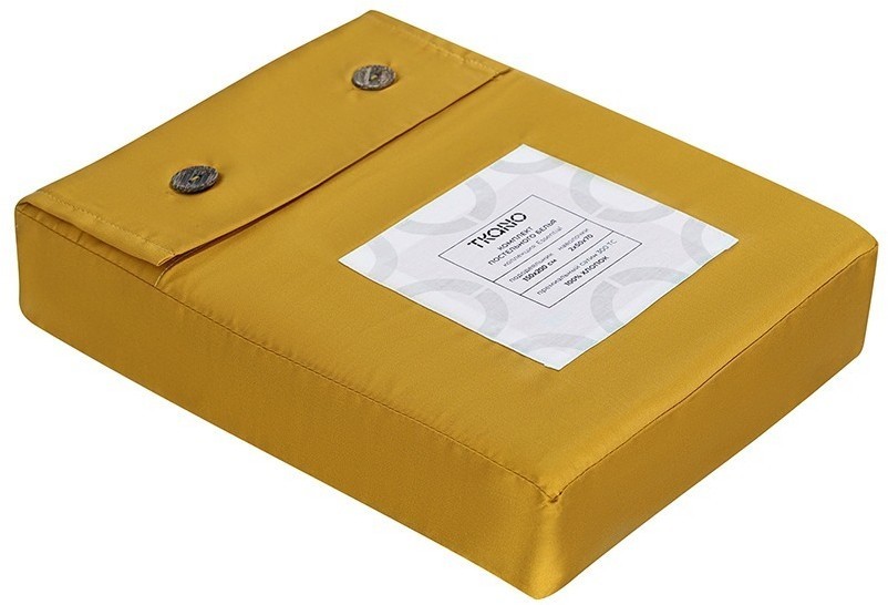 Комплект постельного белья из премиального сатина горчичного цвета из коллекции essential, 150х200 см (78454)