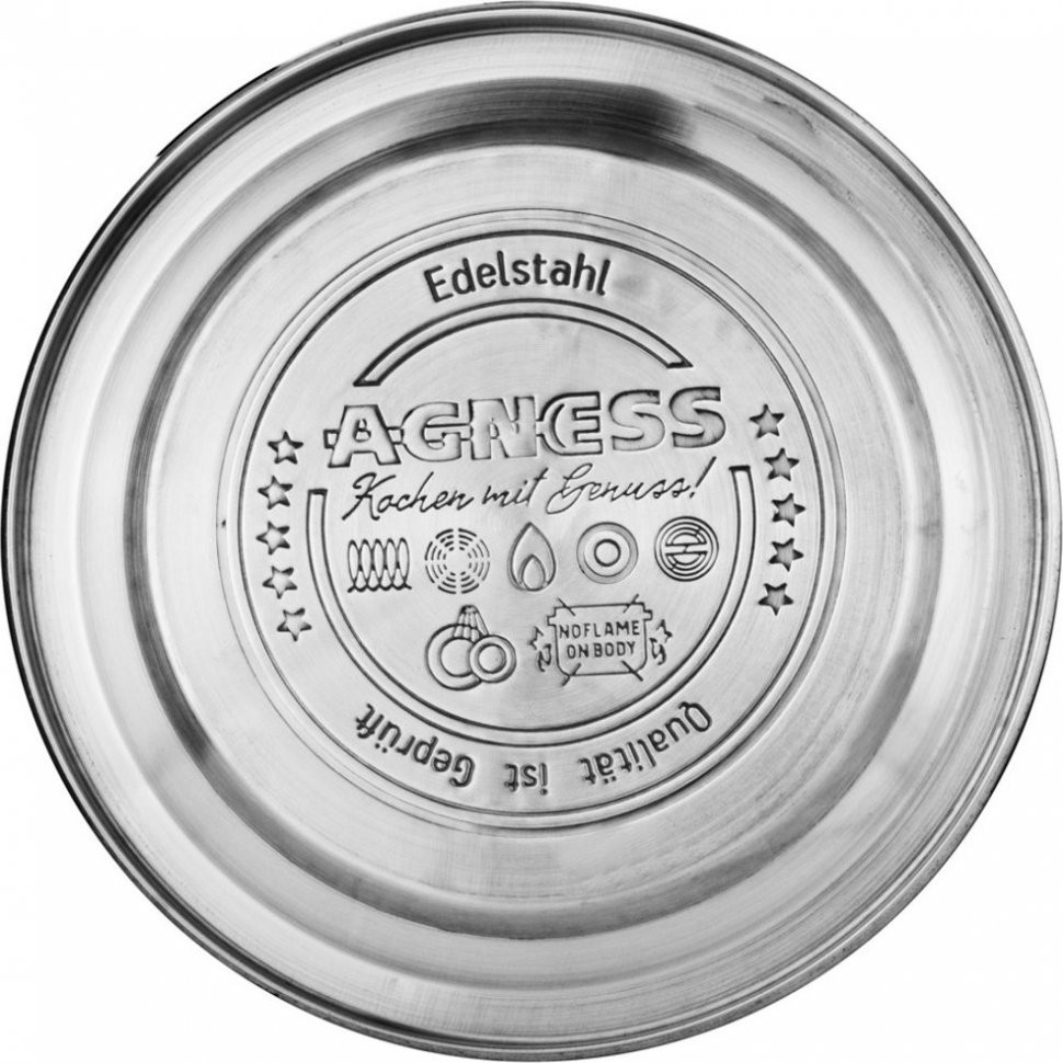 Чайник agness со свистком, серия тюдор, 3,0 л термоаккумулирующее дно, индукция (937-821)
