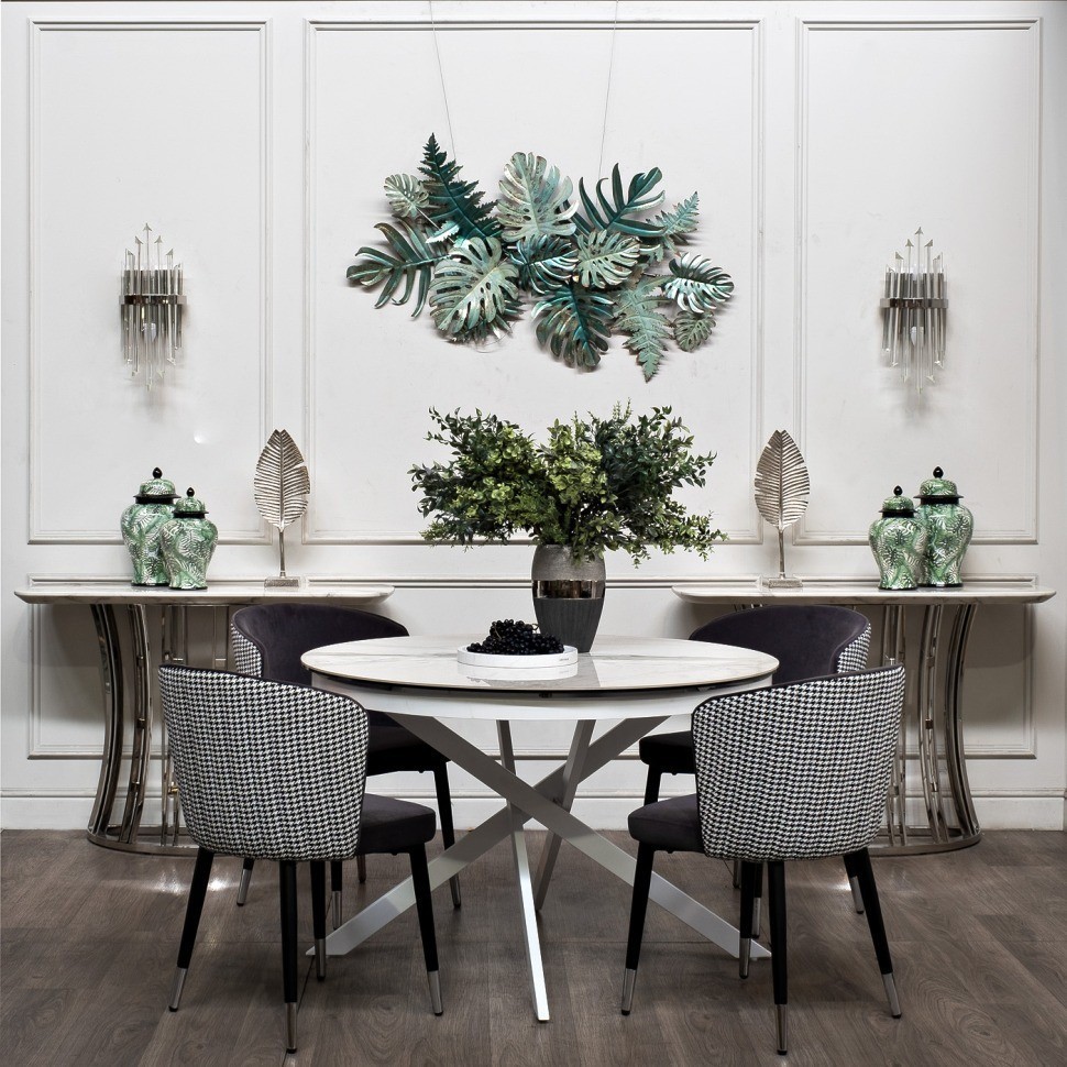 Стол обед.круг раскл.керам.бел. 170(120)*120*76см (TT-00004906)