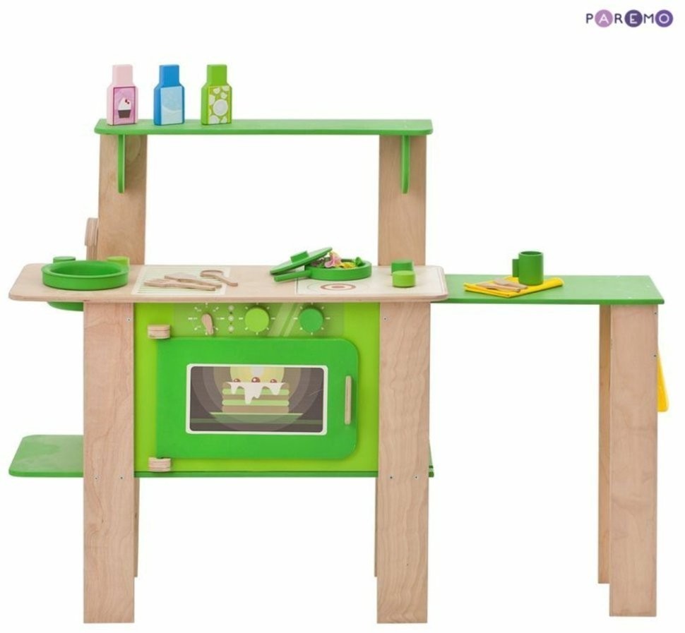 Кухня из дерева для мальчиков и девочек "Мятный лимонад" с 16 аксессуарами (PK115-01)