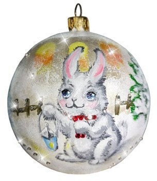 Картина Шар символ года Кролик с фонариком с кристаллами Swarovski (2612)